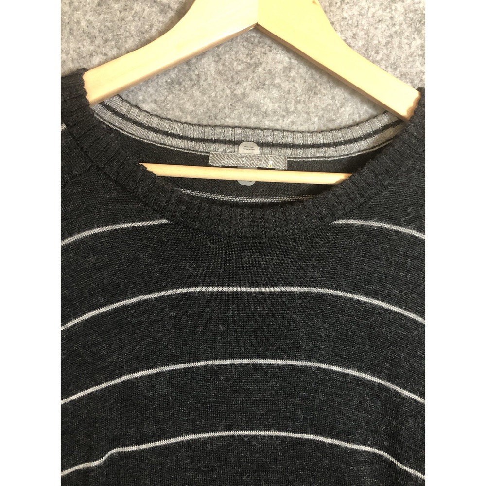 Smartwool Sweater Mens 2XL Black Lightweight Stripe Crew Merino Hike Outdoors